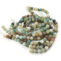 1 brin de perles rondes en amazonite naturelle givrée - 4, 6, 8 ou 10 mm