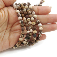 Natural Zebra Jasper Stone Frosted Beads Strands 6mm Round