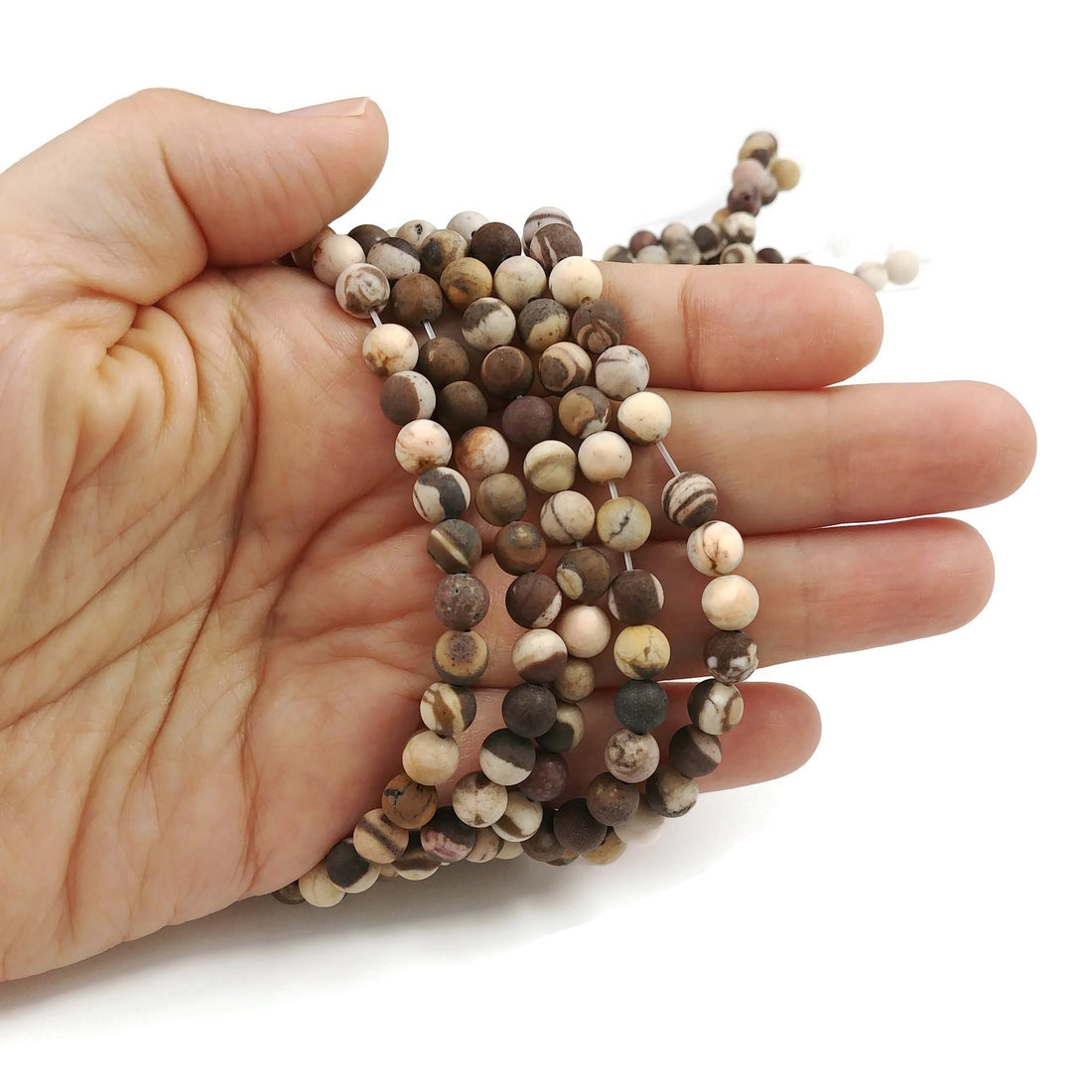 Natural Zebra Jasper Stone Frosted Beads Strands 6mm Round