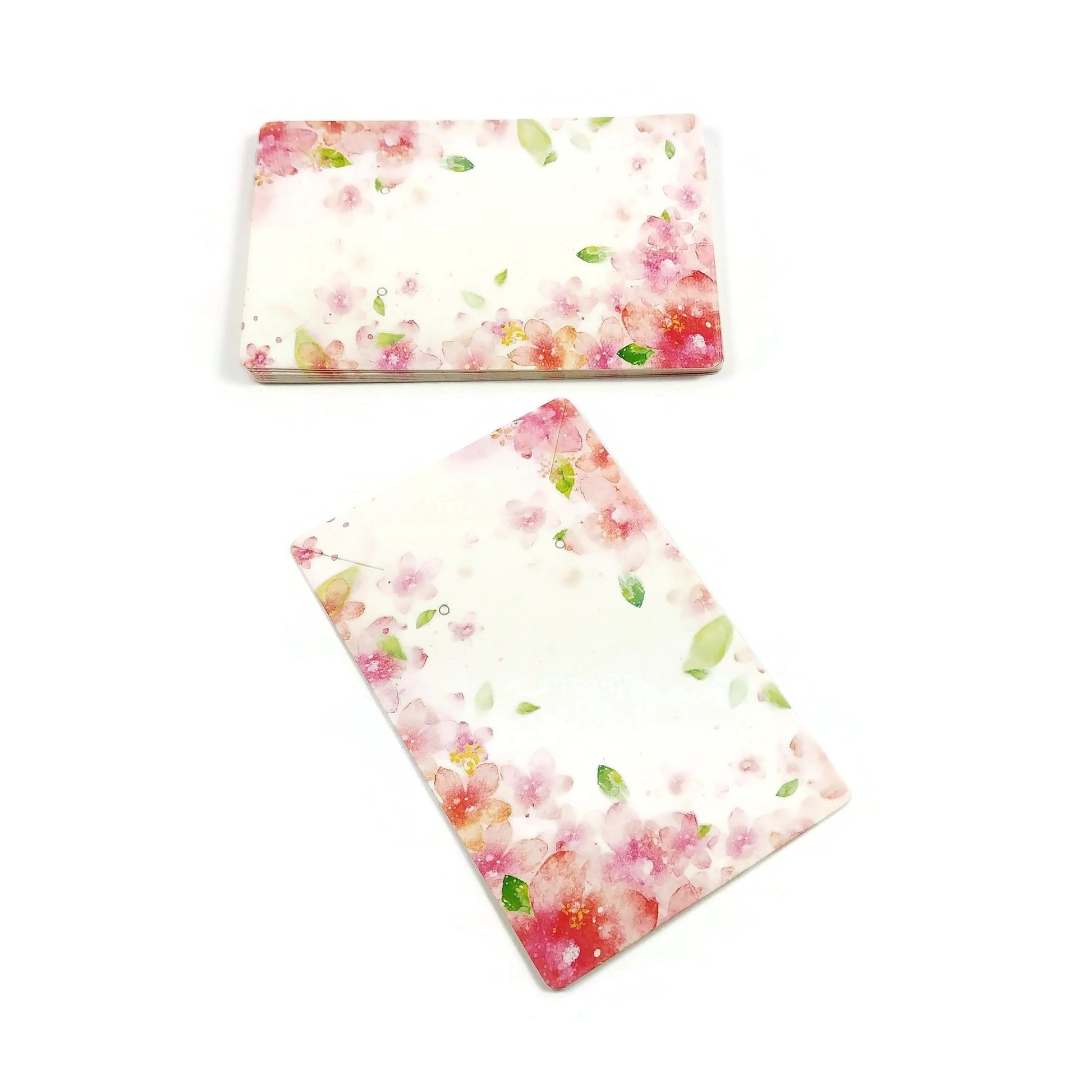Cartons rectangulaires pour boucles d'oreille 30 x 50 mm à motif de fleurs roses