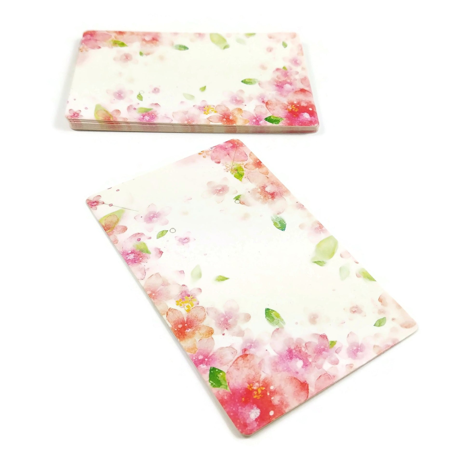 Cartons rectangulaires pour boucles d'oreille 30 x 50 mm à motif de fleurs roses