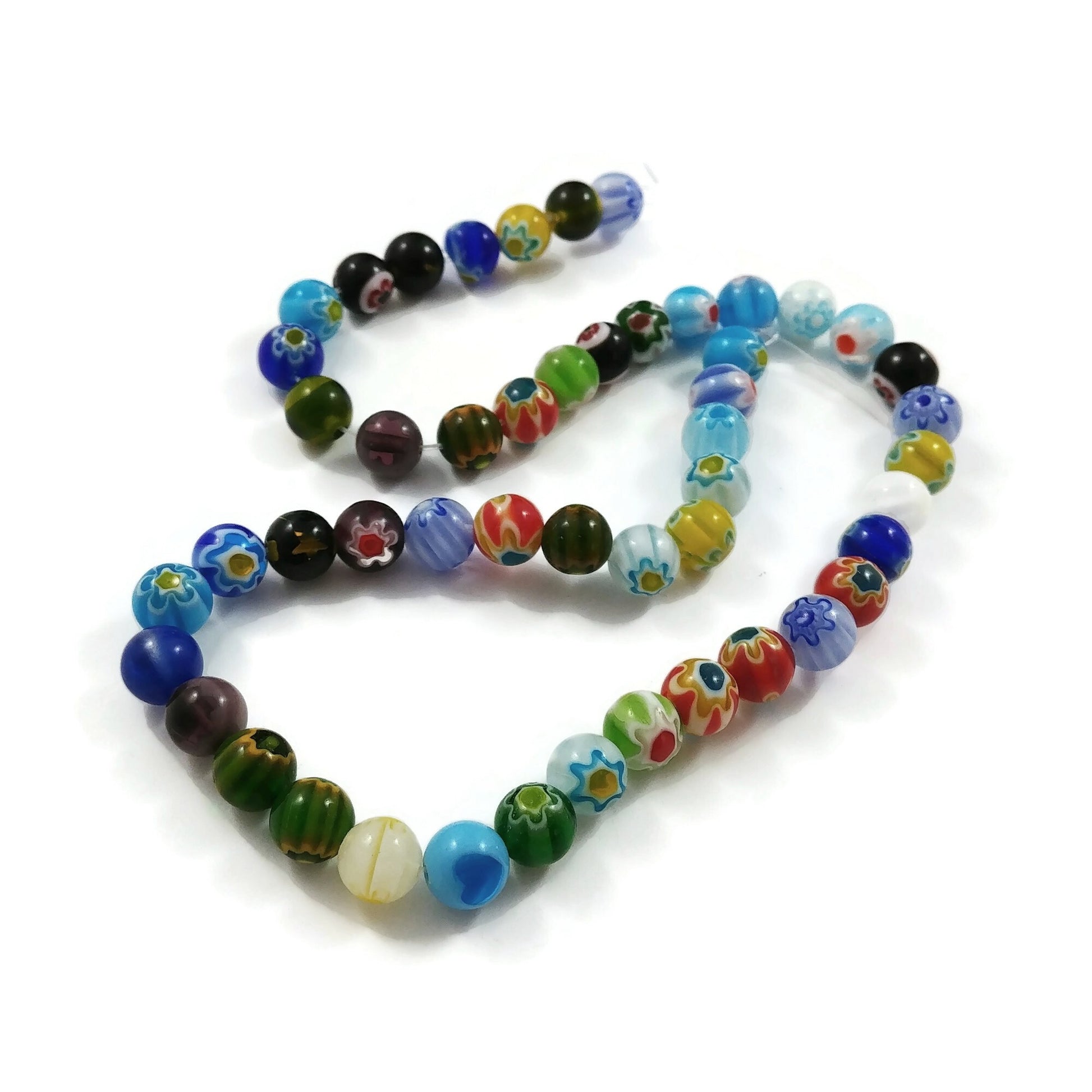 Millefiori glass beads, Assorted mixed colors, 4mm, 6mm, 8mm