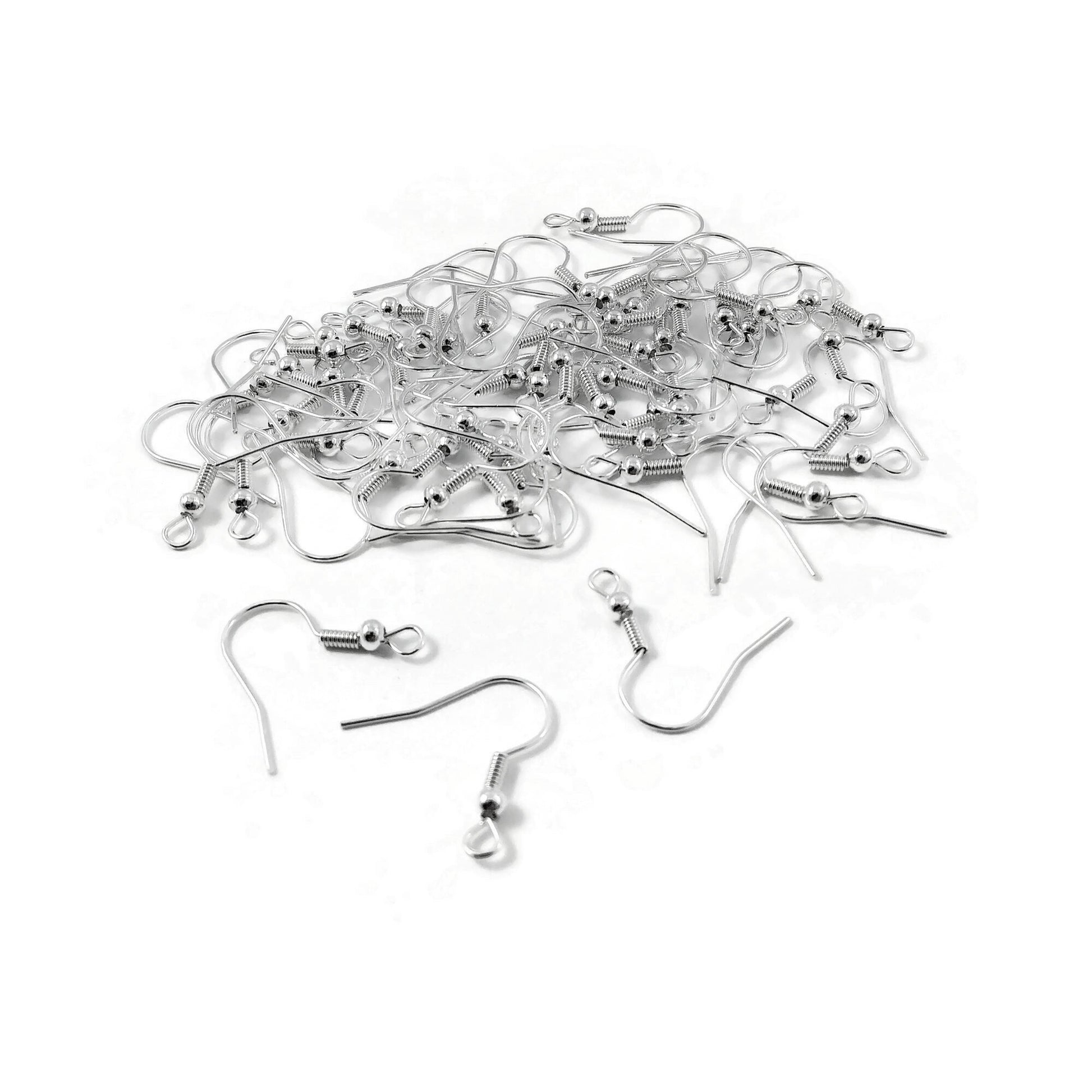 50 Grade A silver plated iron earring hooks