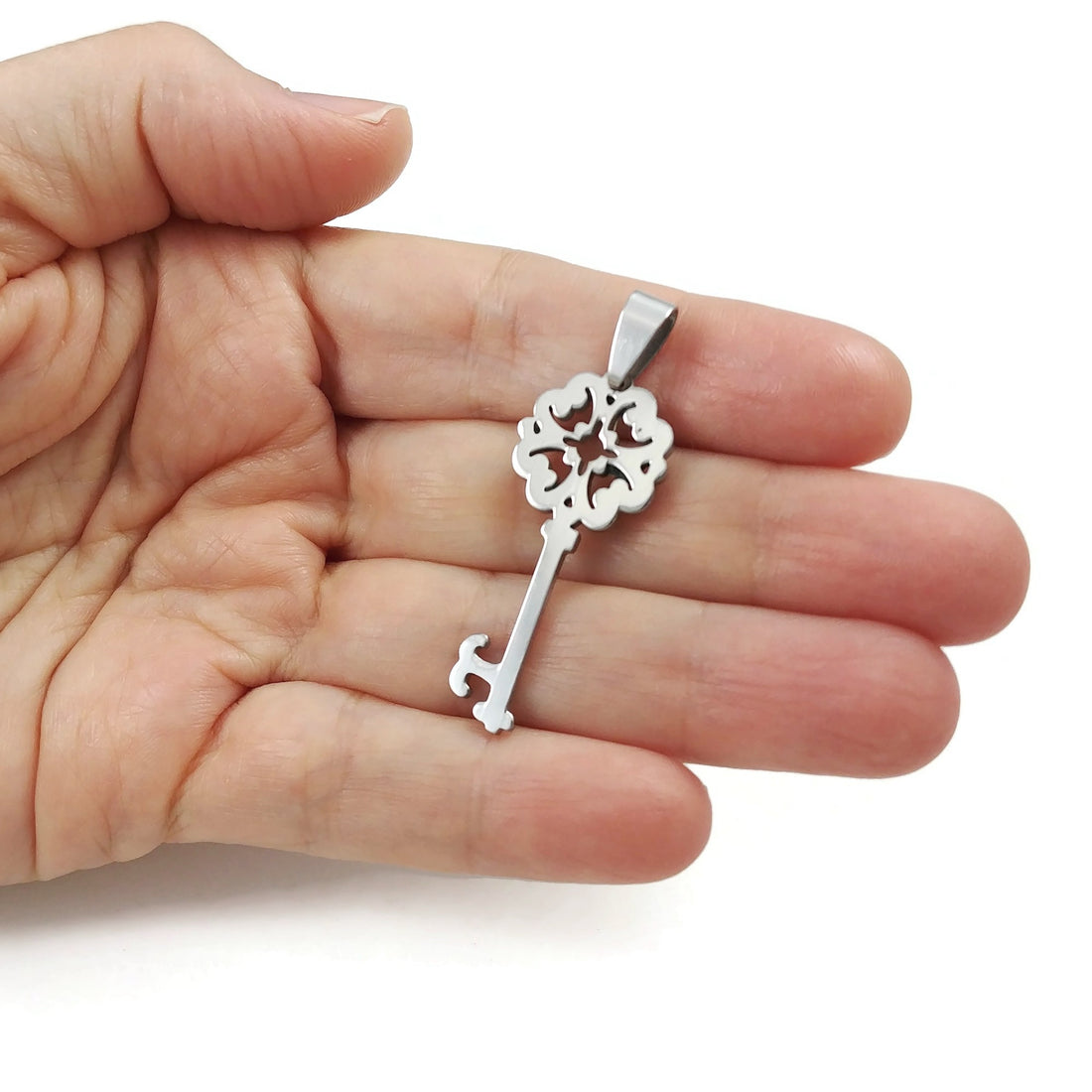 Pendentif clé en acier inoxydable 38mm