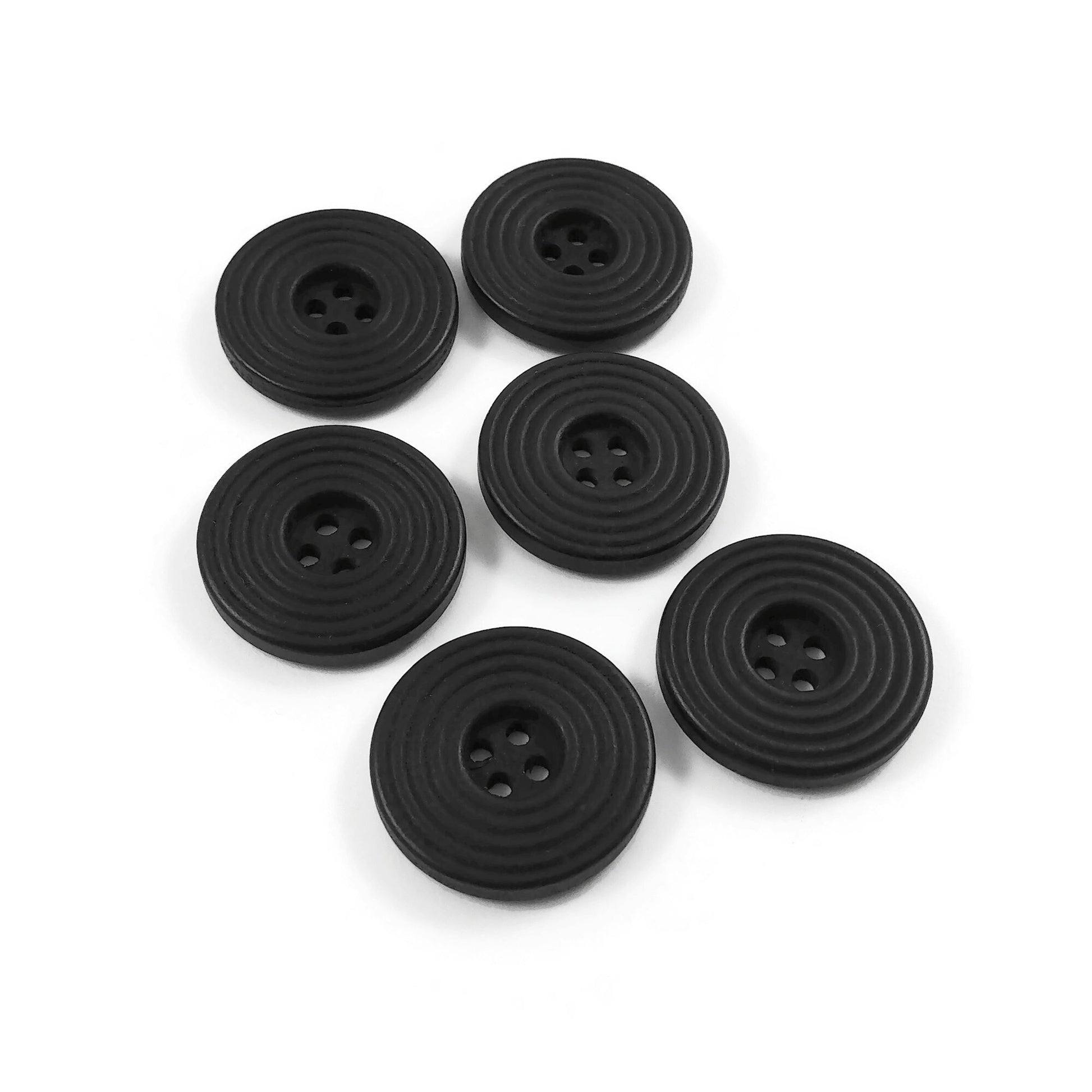 Bouton de bois de 25mm - ensemble de 6 boutons en bois naturel avec cercles