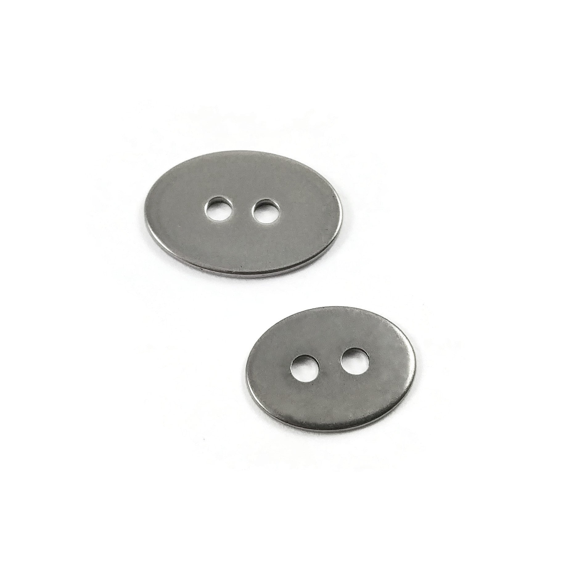 6 Silver stainless steel buttons or clasps, oval 14mm or 17mm