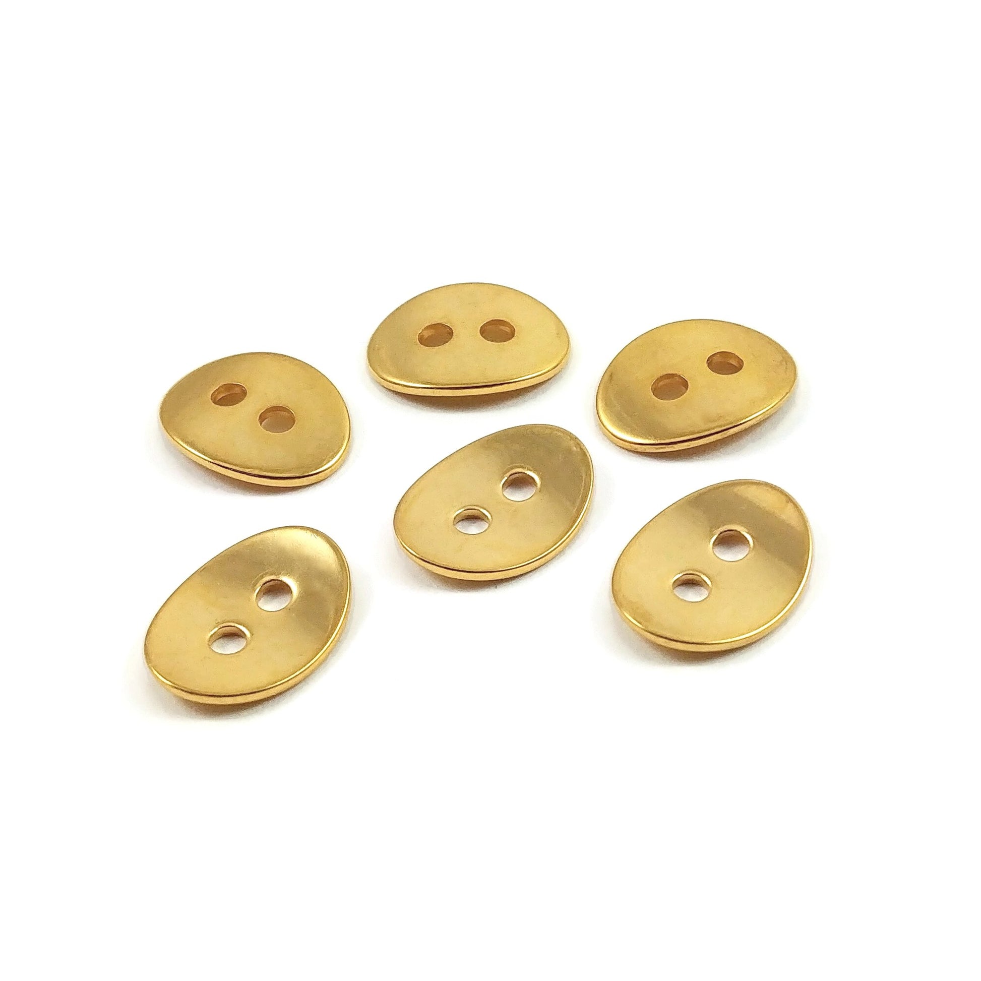 6 Stainless steel oval buttons clasp 14mm