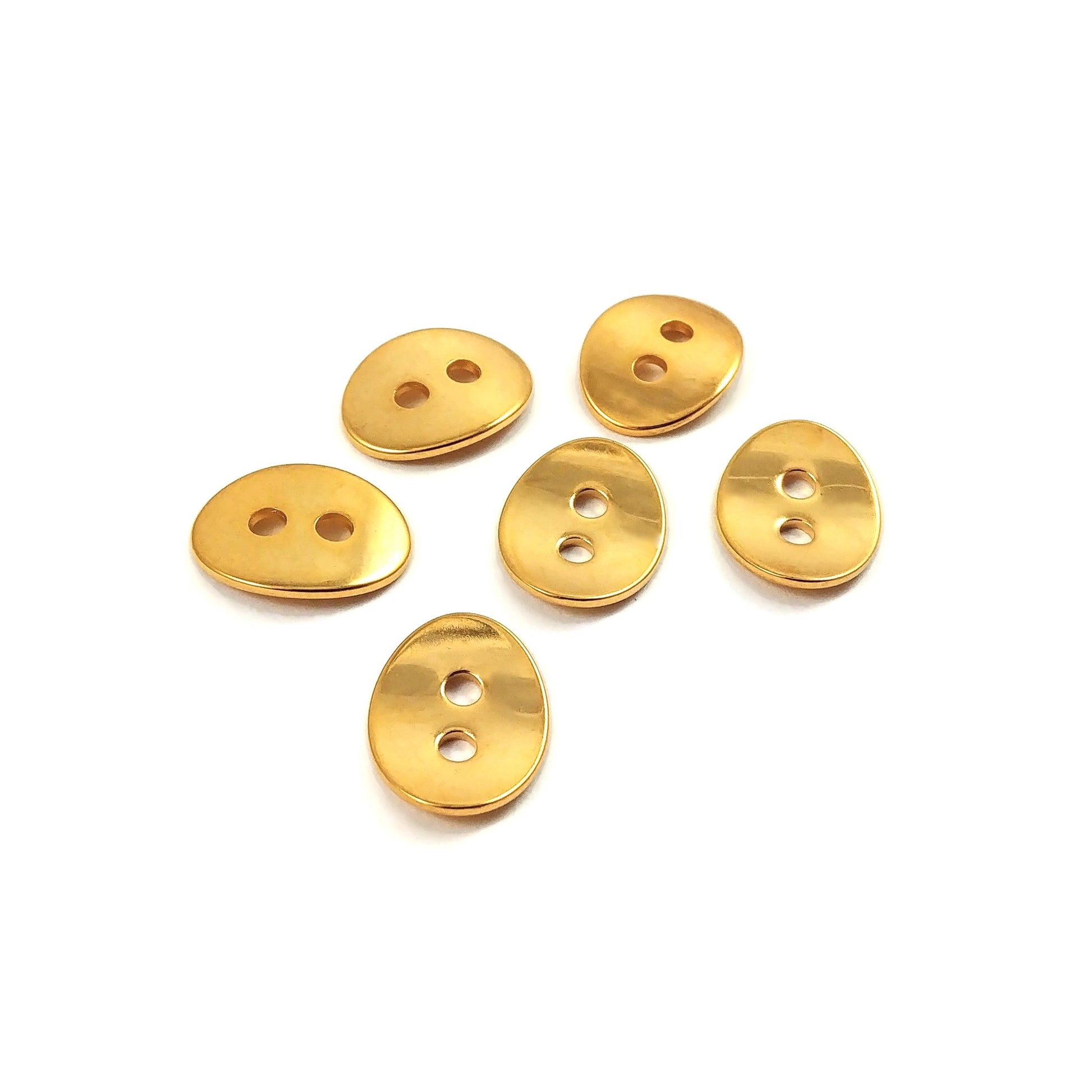 6 Stainless steel oval buttons clasp 14mm