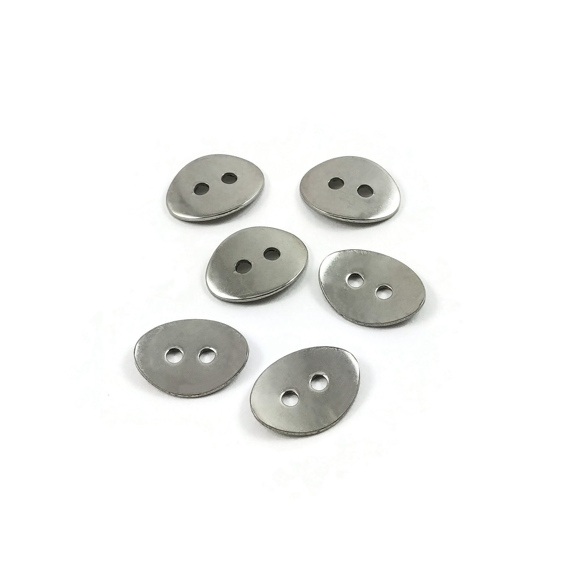 6 Stainless steel oval buttons clasp 14mm