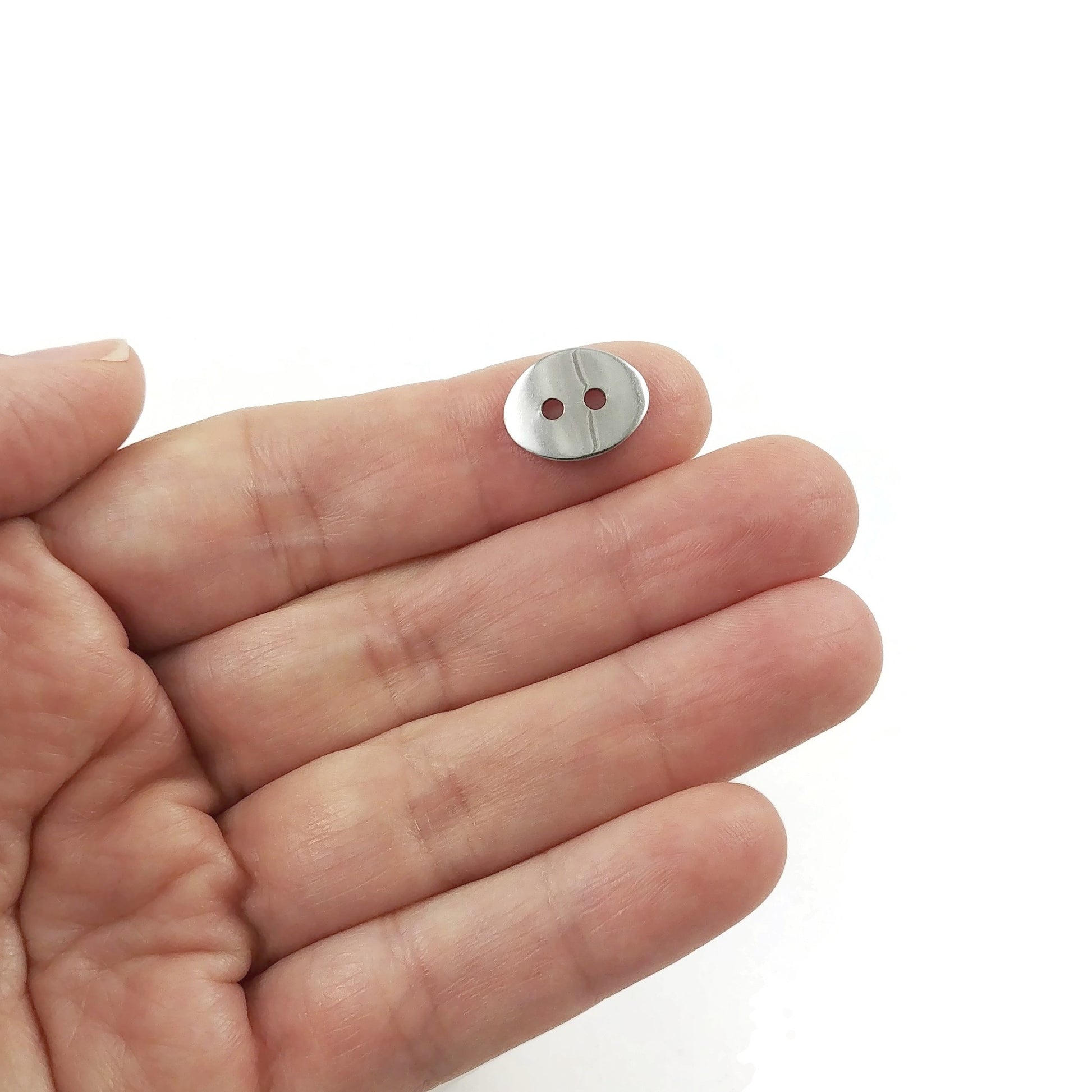 6 Stainless steel oval buttons clasp 14mm