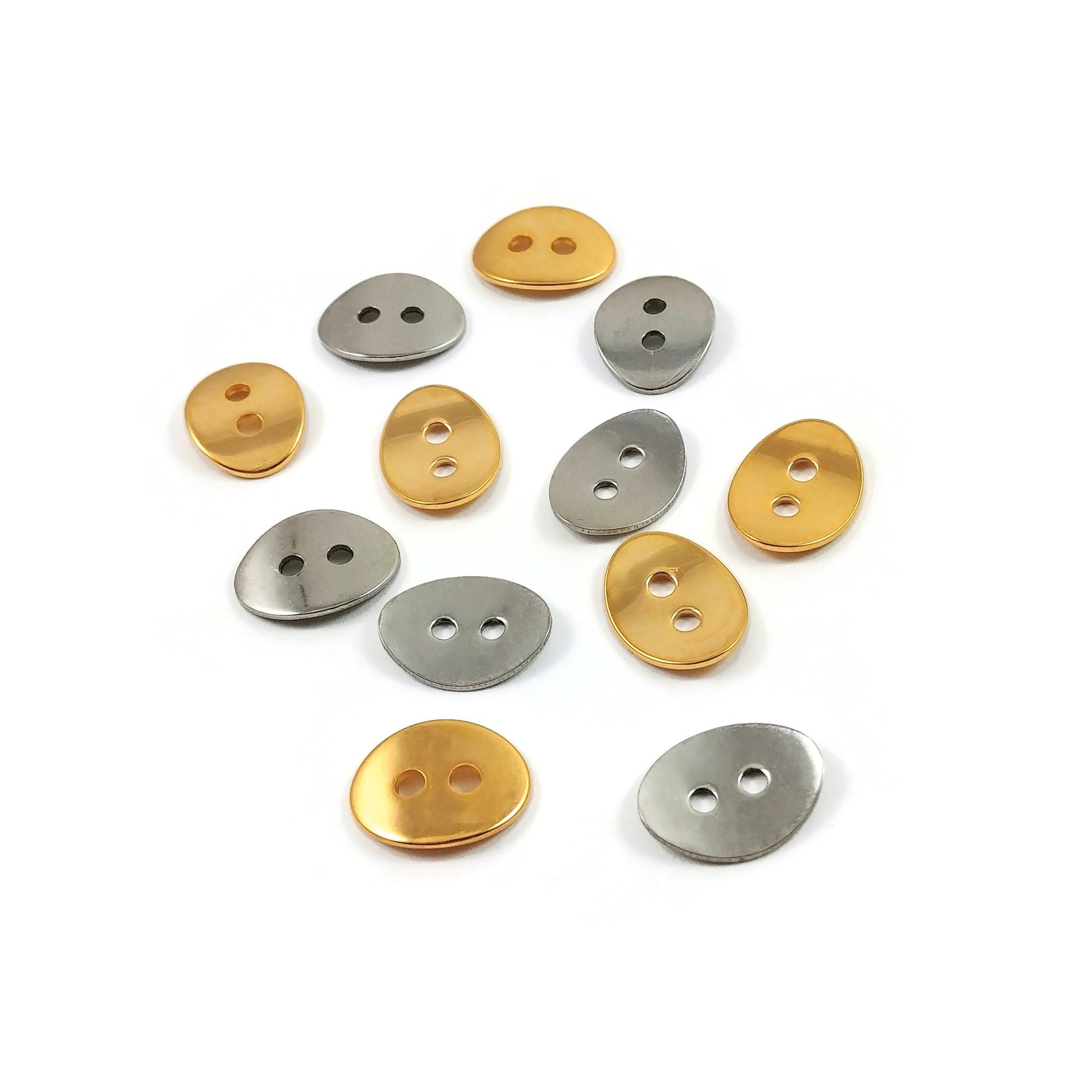 6 Stainless steel oval buttons clasp 14mm