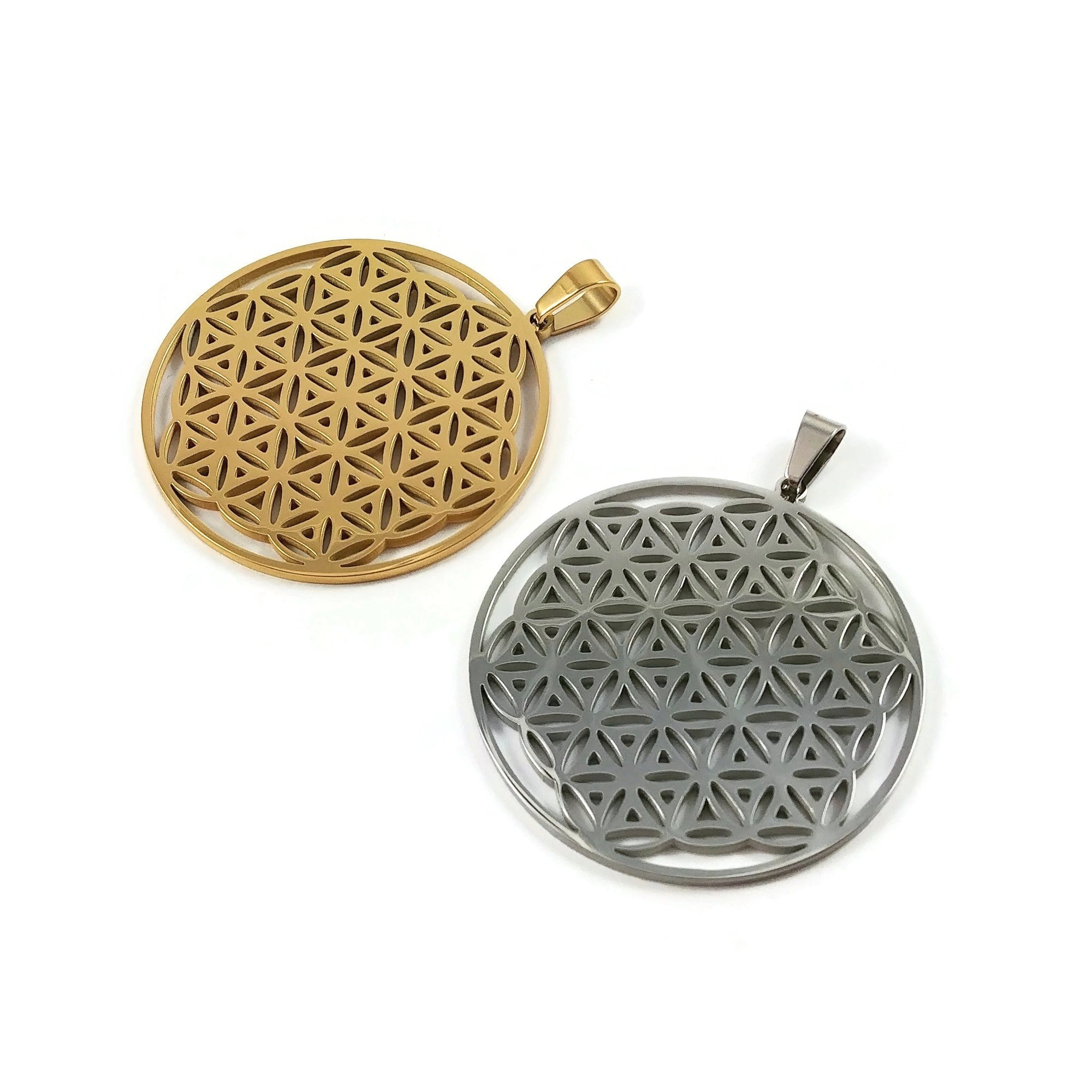 Pendentif fleur de vie en acier inoxydable