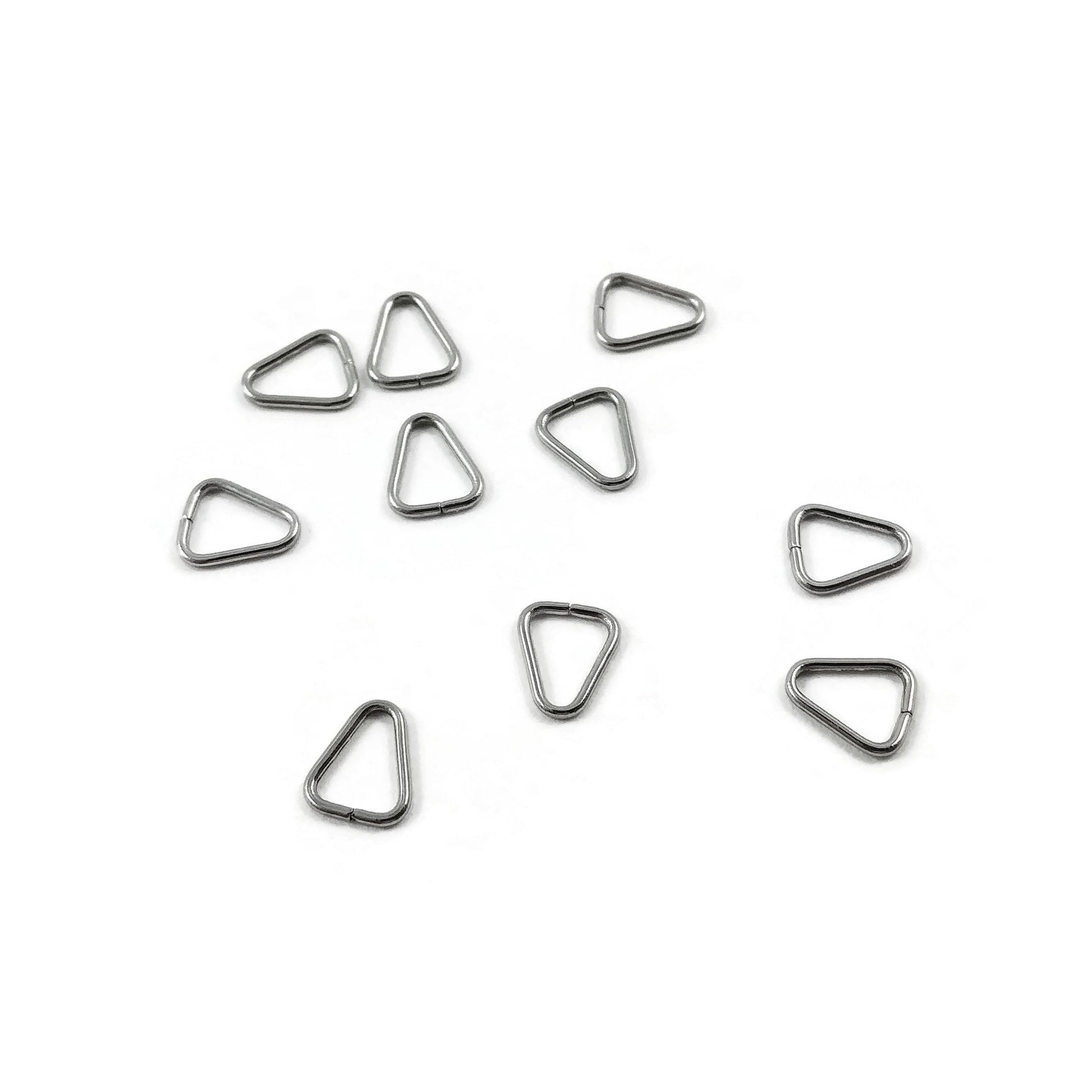 10 Stainless steel triangle jump rings - Silver pinch bails