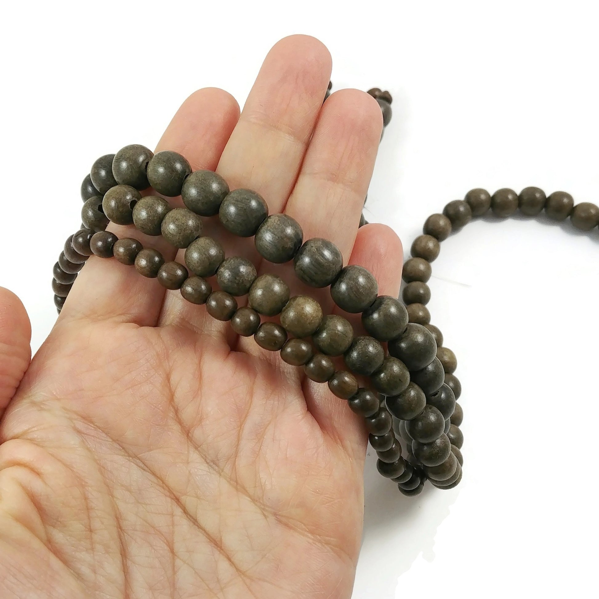 Grey Wooden Beads - Round Greywood Beads 6mm, 8mm or 10mm
