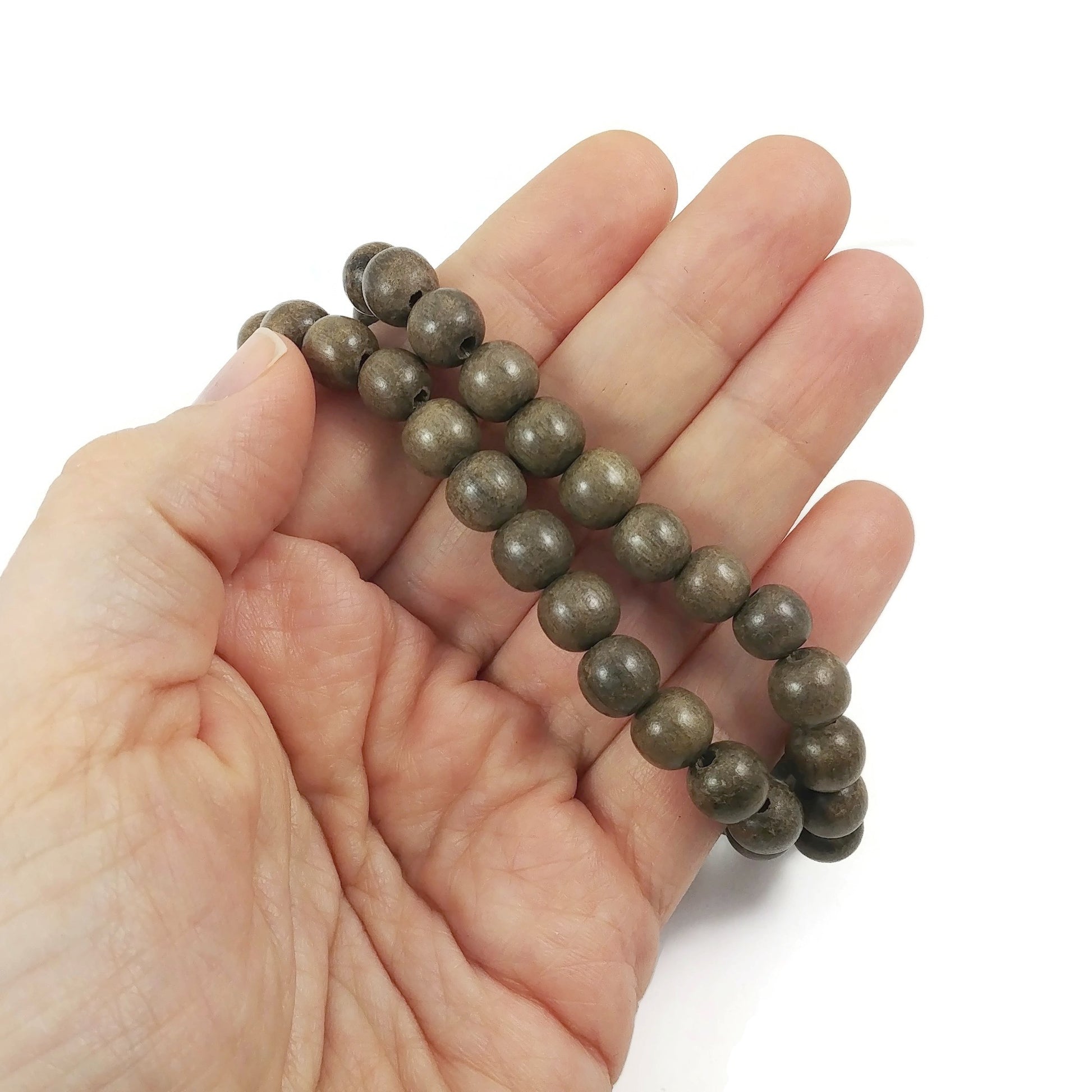 Grey Wooden Beads - Round Greywood Beads 6mm, 8mm or 10mm