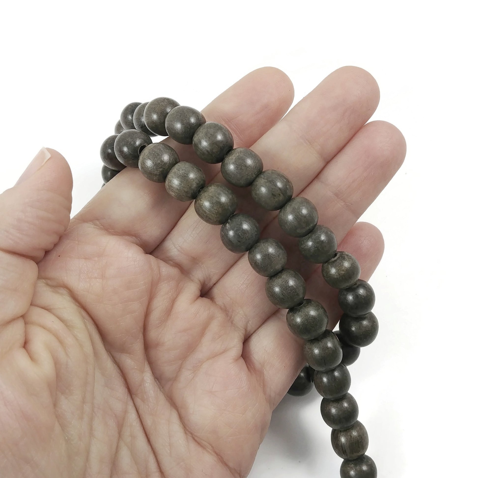 Grey Wooden Beads - Round Greywood Beads 6mm, 8mm or 10mm