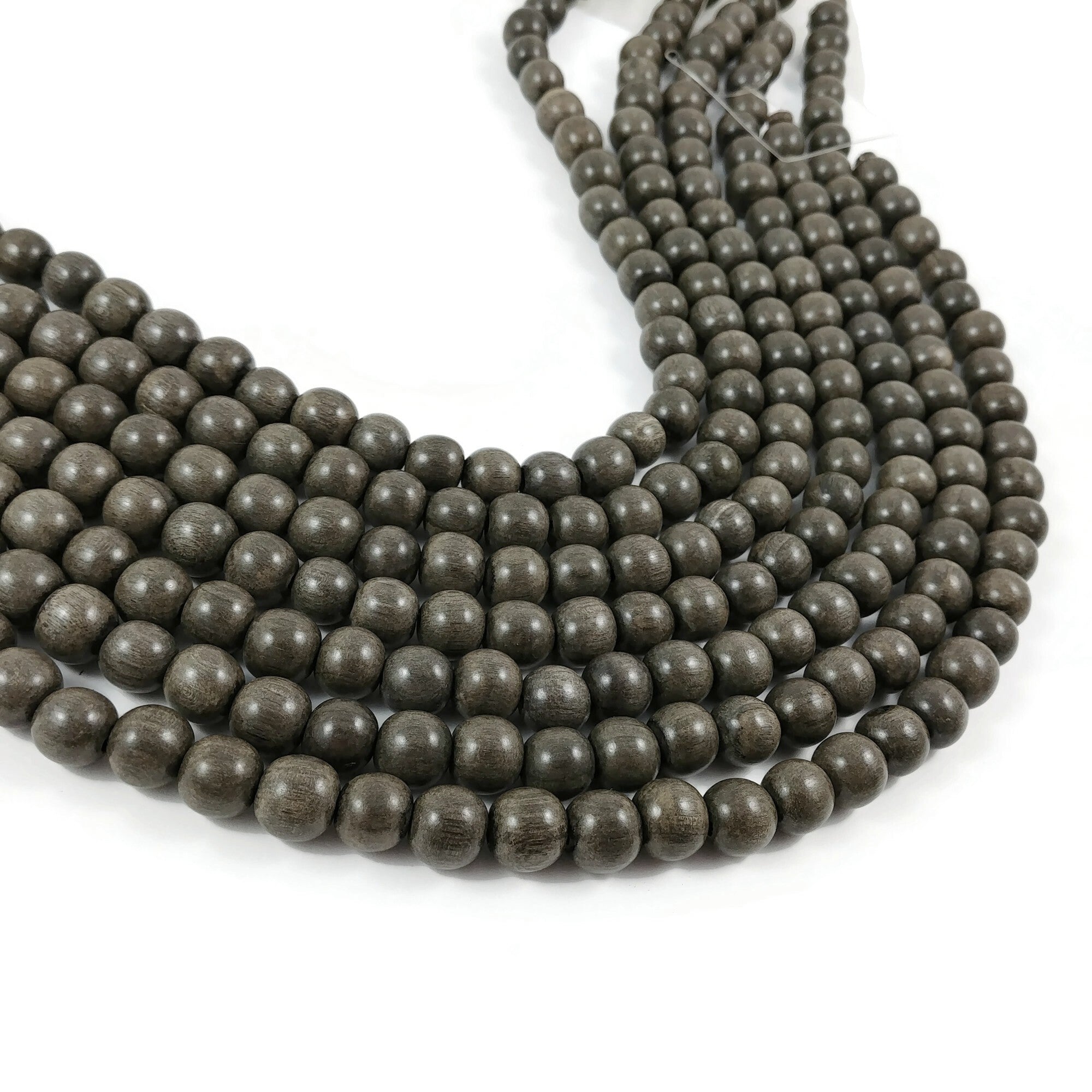Grey Wooden Beads - Round Greywood Beads 6mm, 8mm or 10mm