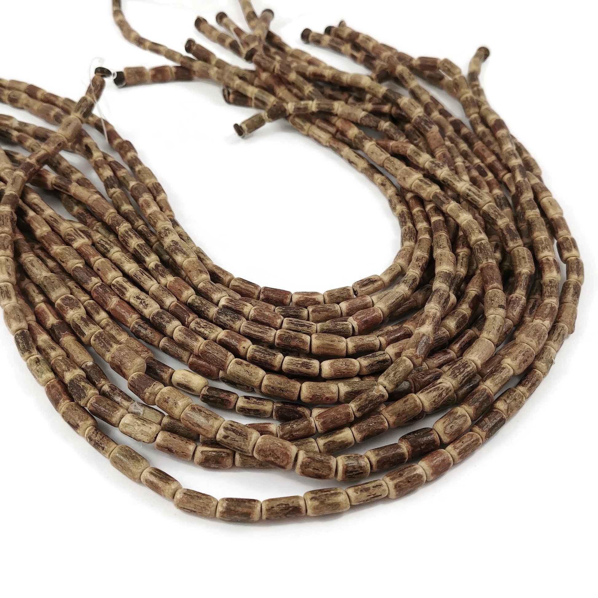 Sigid Vine Wood Tube Beads 8mm - Eco Friendly Tube Beads 8mm - 16" strand