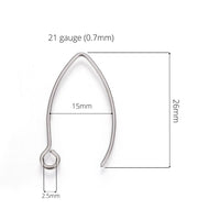 10 Stainless Steel Marquis earring hooks 26x15mm
