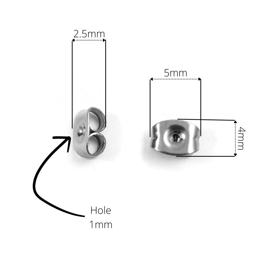50 Papillons pour tiges de boucle d'oreille en acier inoxydable