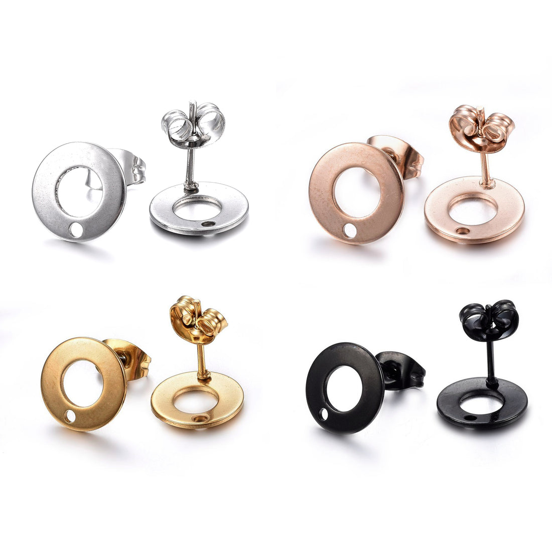 10 tiges pour boucle d'oreille en acier inoxydable hypoallergénique