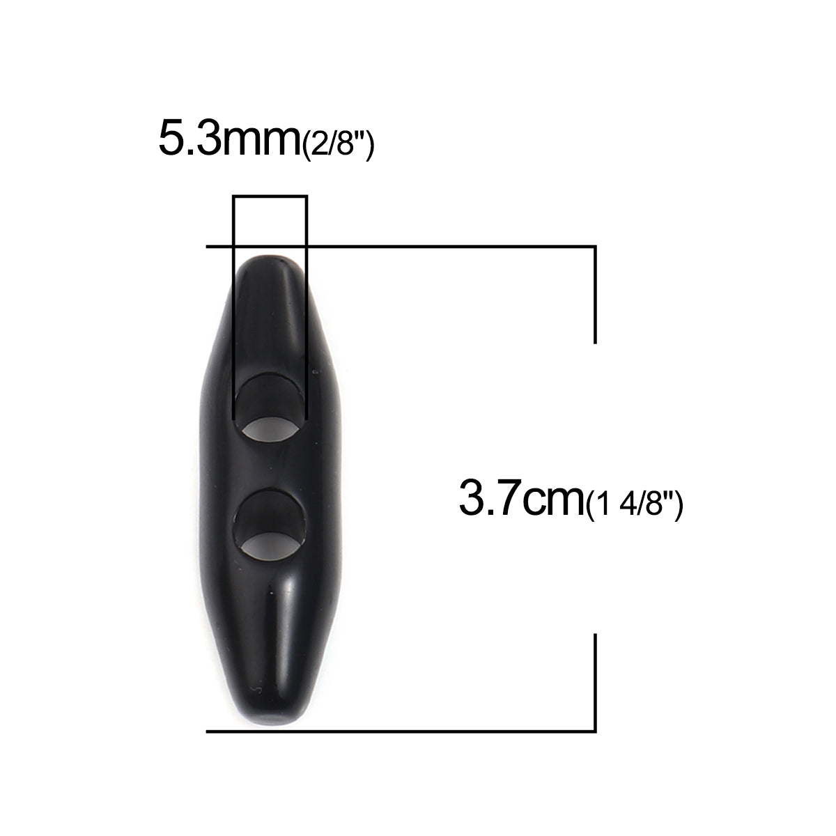 5 Black Acrylic Toggle Sewing Buttons 37x10mm