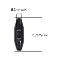 5 Black Acrylic Toggle Sewing Buttons 37x10mm