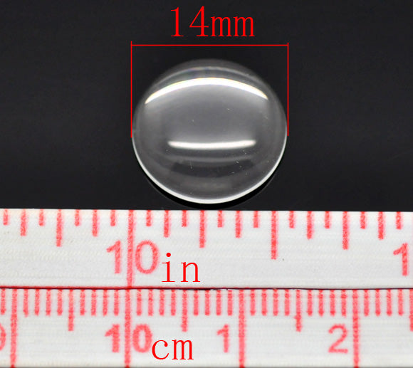 10 Flat Round Clear Glass Cabochons 8, 10, 12, 14, 16, 18 or 20mm