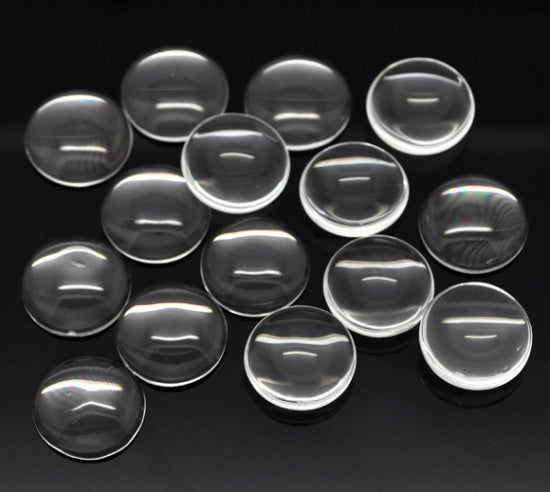 10 Flat Round Clear Glass Cabochons 8, 10, 12, 14, 16, 18 or 20mm