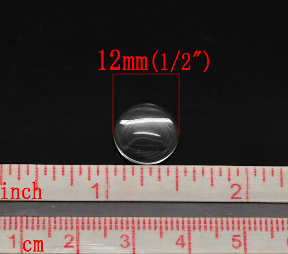 10 Flat Round Clear Glass Cabochons 8, 10, 12, 14, 16, 18 or 20mm