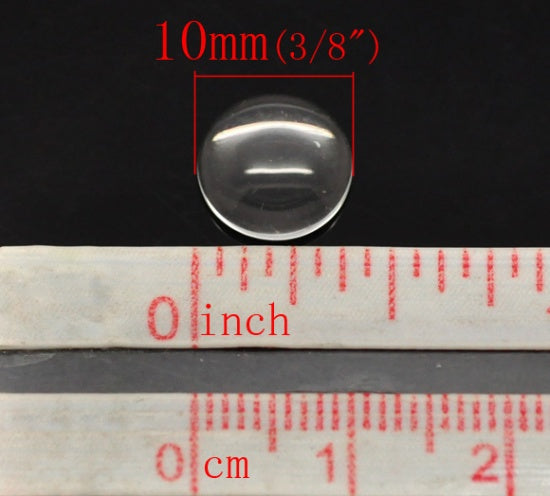 10 Flat Round Clear Glass Cabochons 8, 10, 12, 14, 16, 18 or 20mm
