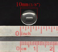 10 Flat Round Clear Glass Cabochons 8, 10, 12, 14, 16, 18 or 20mm