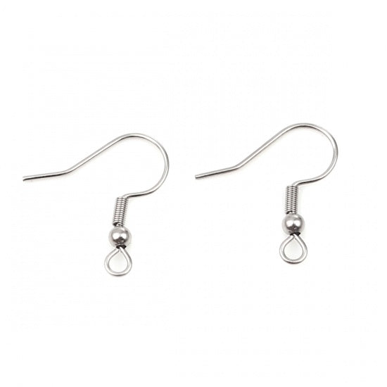 100 Stainless steel french earring hooks, Hypoallergenic ear wire