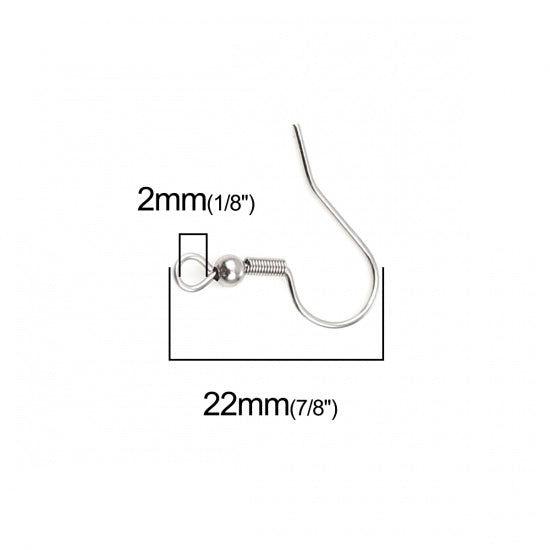 100 Stainless steel french earring hooks, Hypoallergenic ear wire