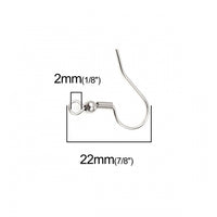 100 Stainless steel french earring hooks, Hypoallergenic ear wire