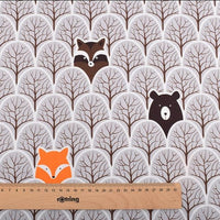 8pcs Printed Twill Cotton Fabric - Fox and Bear Patterns