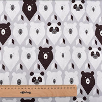 8pcs Printed Twill Cotton Fabric - Fox and Bear Patterns