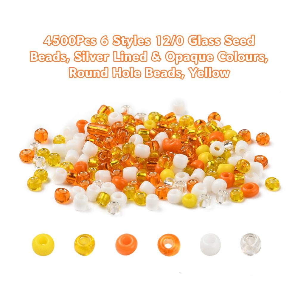 Kit de perles de rocaille en verre 2mm, Assortiments de 4500pcs