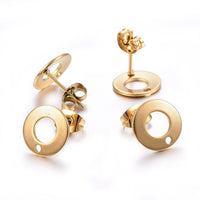 10 Stainless steel earring post 10mm ring - Rose gold, gold, silver, black