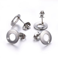 10 Stainless steel earring post 10mm ring - Rose gold, gold, silver, black