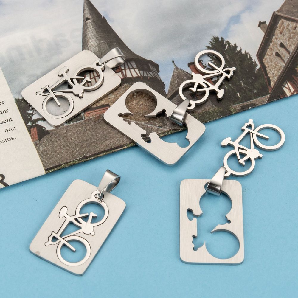1 Bicycle pendant stainless steel hypoallergenic