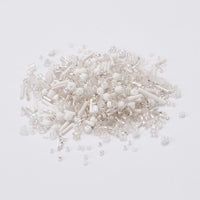 White glass seed bead grab bag, Mixed shapes