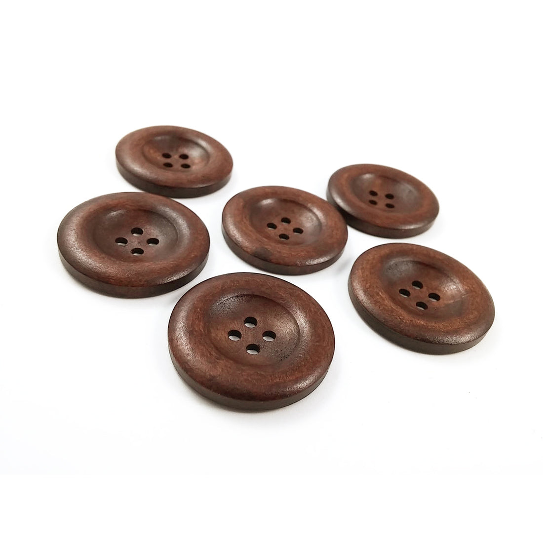 Bouton de bois marron foncé de 3.5cm - ensemble de 6 boutons en bois naturel