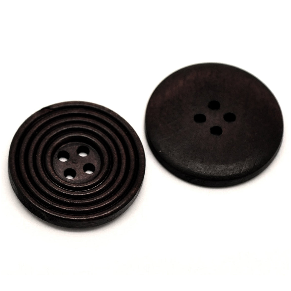 Dark coffee brown Wooden Sewing Buttons 30mm - set of 6 natural circle wood button