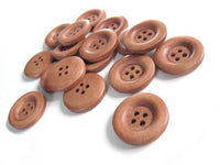 6 auburn wooden buttons 23mm