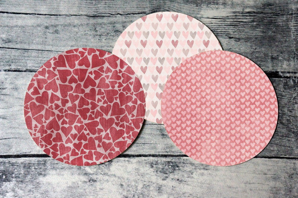 2 inch printable round tags - Valentine Hearts - Digital collage sheet