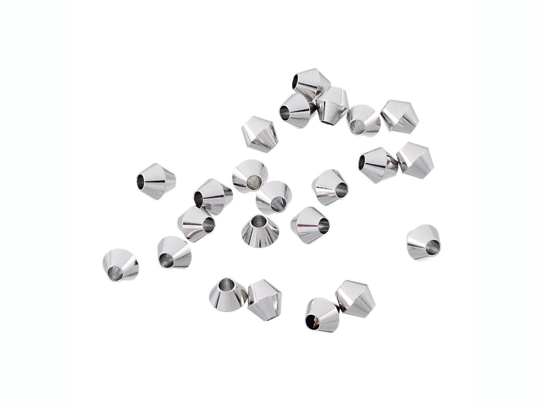 10 Perles toupies 6mm en acier inoxydable hypoallergénique