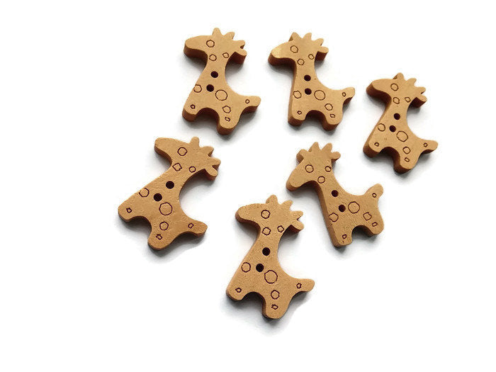 Boutons de bois en forme de girafe - Ensemble de 6
