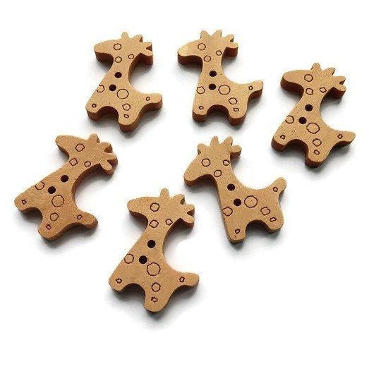 Boutons de bois en forme de girafe - Ensemble de 6