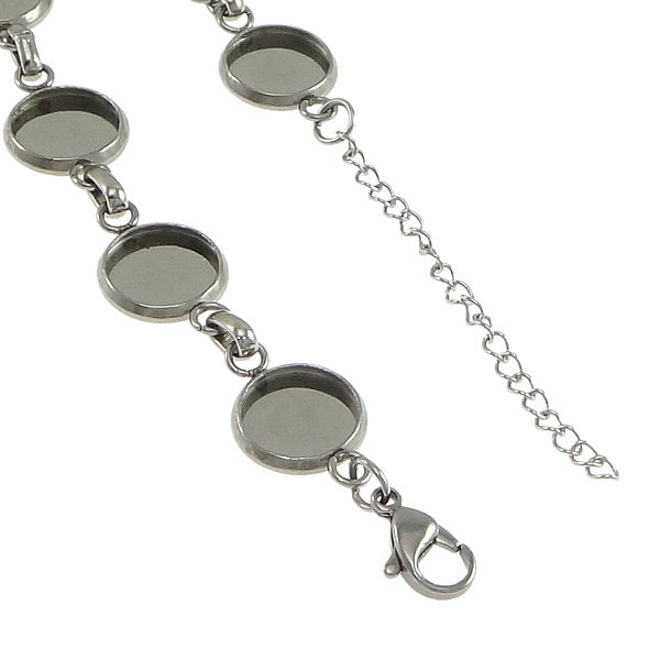 1 Bracelet en acier inoxydable avec supports à cabochons 10mm